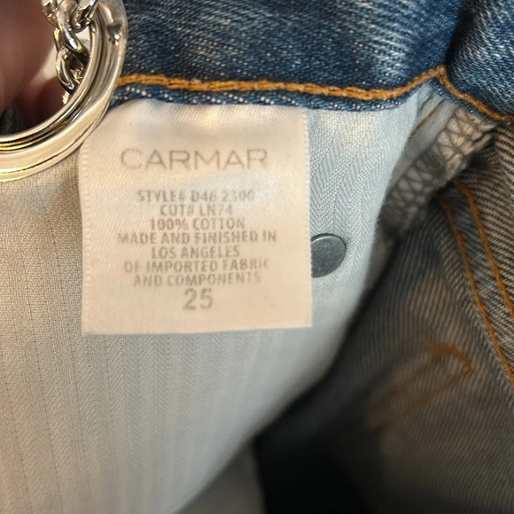 Carmar Denim Women’s (25) High Waist Distressed Chain Straight Leg Jeans - Picture 6 of 7